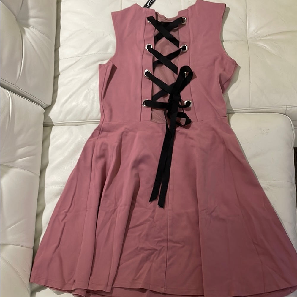 Design Lab Lord & Taylor Pink Pleated Bustier Dress Fit and Flare
